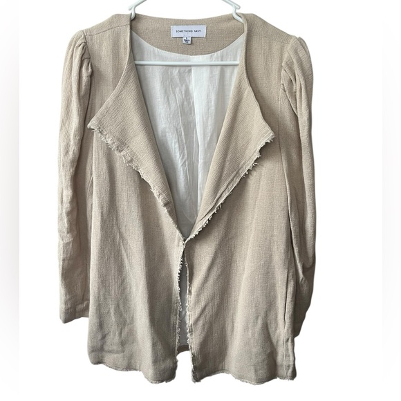 Something Navy Jackets & Blazers - Something Navy Paula puff-shoulder linen blend blazer, Size L